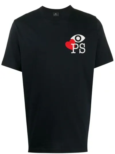 Ps By Paul Smith Printed Logo T-shirt In Blue