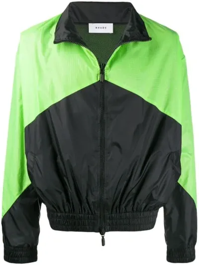 Rhude Zip-up Flight Jacket In Green,black