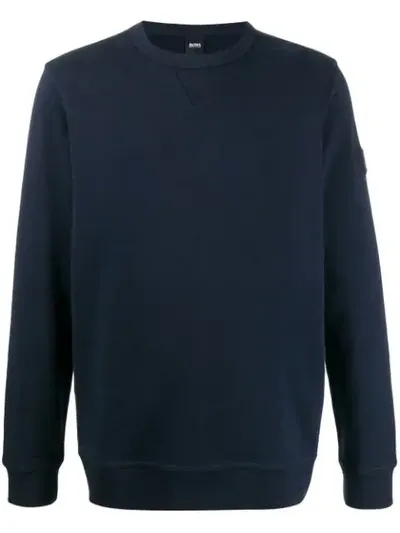 Hugo Boss Relaxed-fit Crew Neck Sweatshirt In Blue