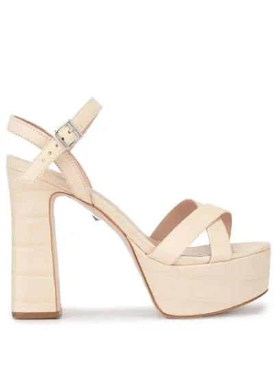 Schutz Croc-effect Platform Sandals In White