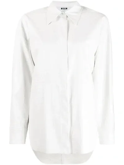 Msgm Oversized Shirt In Cocco Printed Faux Leather In Bianco