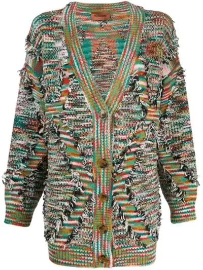 Missoni Oversized Fringed Intarsia Wool-blend Cardigan In Green