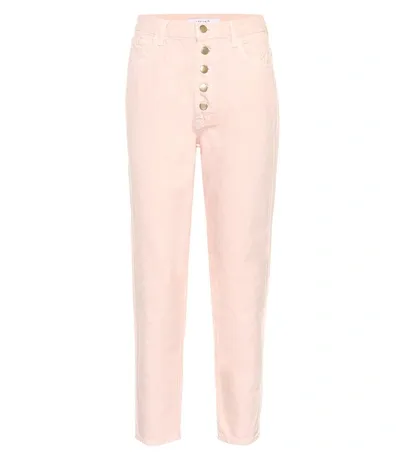 J Brand Heather Cropped High-rise Tapered Jeans In Pink