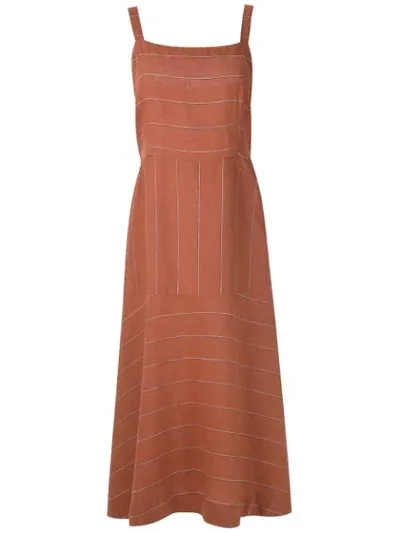 Osklen Striped Mix Midi Dress In Orange