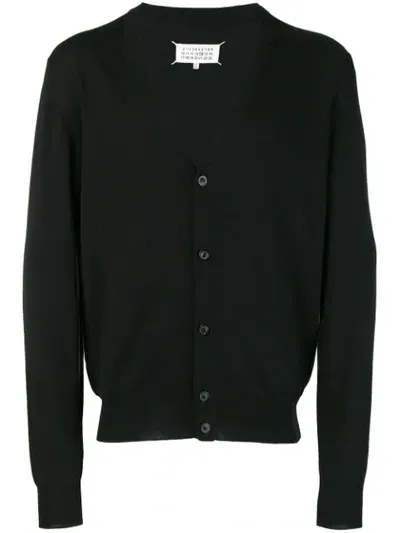 Maison Margiela Elbow-patch Knitted Cardigan In Black