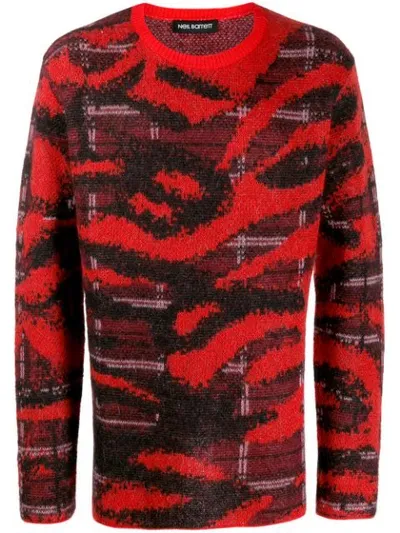 Neil Barrett Mohair Knitted Sweater In Red