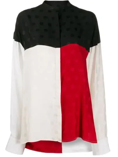 Haider Ackermann Polka Dot Color-block Shirt In White