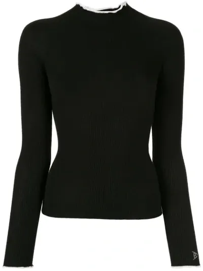 Barrie Ribbed Knitted Top In Black