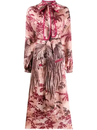 F.r.s For Restless Sleepers Bird Print Dress In Pink