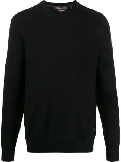 Michael Kors Fine Knit Crew Neck Jumper In Black