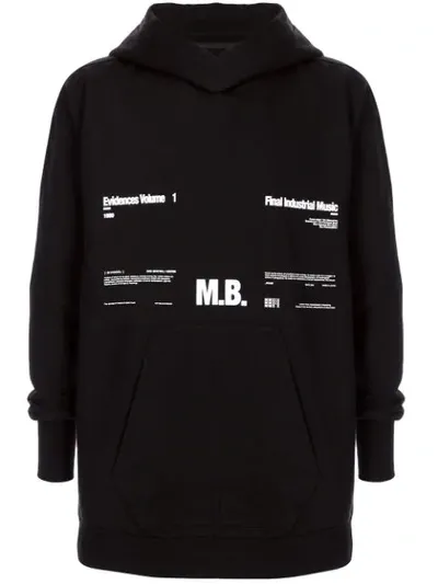 Julius Text Print Oversized Hoodie In Black