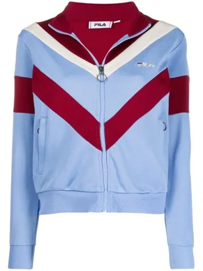 Fila Stripe Detailed Zipped Jacket In Blue