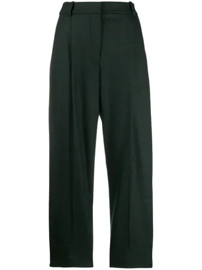 Stella Mccartney Tapered Check Cropped Trousers In Green