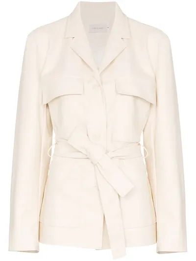 Low Classic Tie-waist Long-sleeve Jacket In White