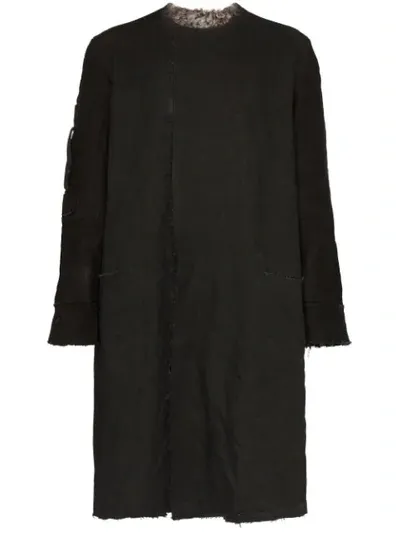 By Walid Asymmetric Shearling Coat In Black