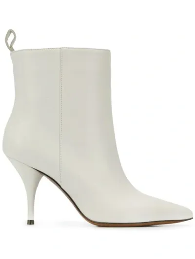 L'autre Chose High Heels Ankle Boots In White Leather