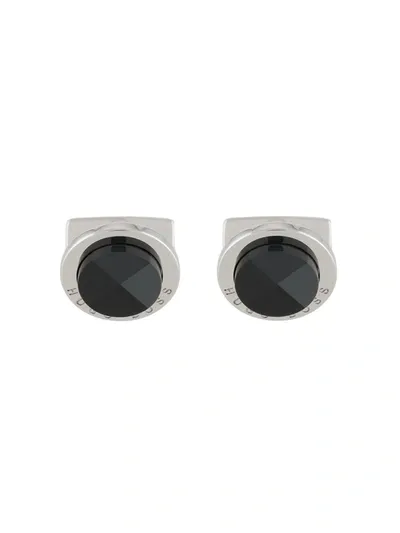 Hugo Boss Malvin Round Enamel Logo Cufflinks In Black