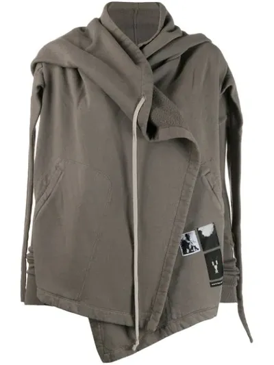 Rick Owens Drkshdw Hooded Wrap Zipped Sweatshirt In Grey