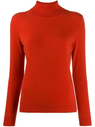 N•peal Fine Knit Roll Neck Jumper In Orange