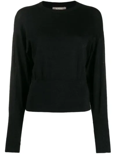 N•peal Fine Knit Batwing Glitter Jumper In Black