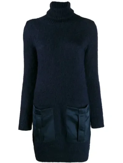 Semicouture Turtleneck Sweater Dress In Blue