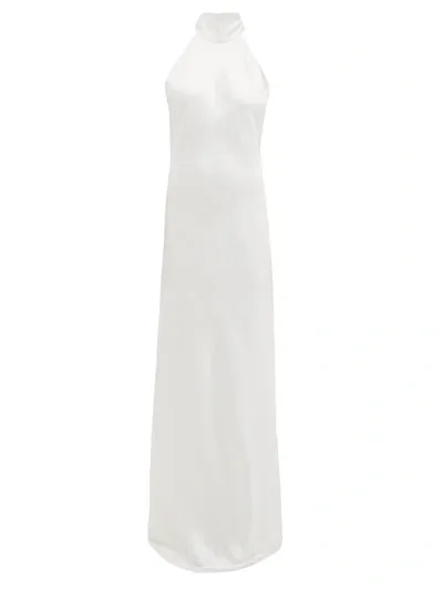 Galvan Sienna High-halterneck Silk Dress In White