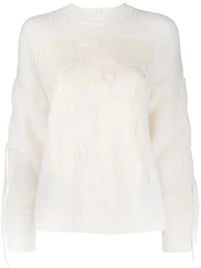 Iceberg Contrast Sequin Embroidery Jumper In White