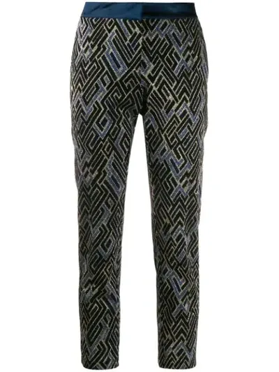 Semicouture Embroidered Cropped Trousers In Blue