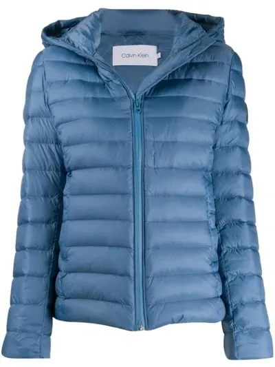 Calvin Klein Hooded Padded Jacket In Blue