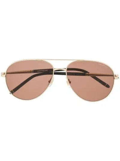 Montblanc Pilot-frame Sunglasses In Gold