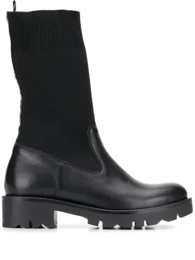 Tosca Blu Sock Style Mid-calf Boots In Black