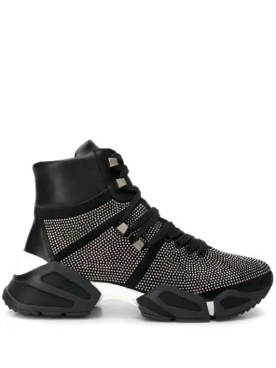 Tosca Blu Embellished High Top Sneakers In Black