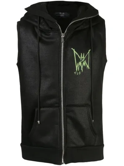 Mjb Marc Jacques Burton Logo Print Hooded Gilet In Black