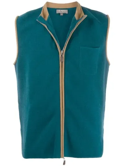 N•peal Milano Suede Trim Gilet In Green