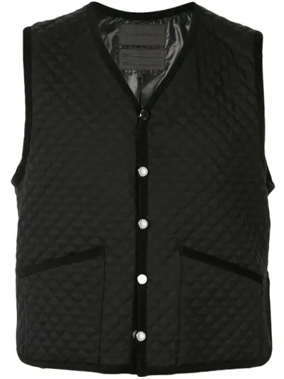 Fumito Ganryu Diamond Quilted Waistcoat In Black