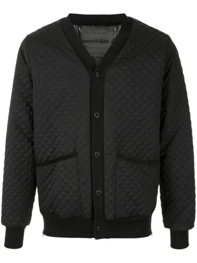 Fumito Ganryu Quilted V-neck Bomber Jacket In Black