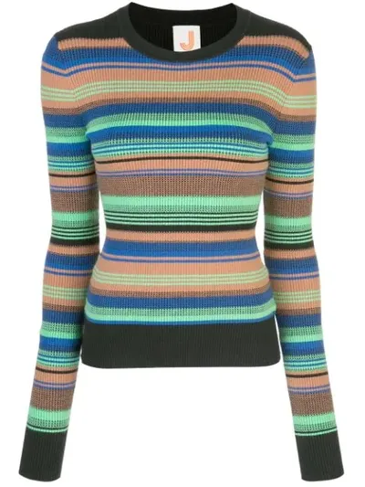 Joostricot Striped Ribbed-knit Jumper In Orange