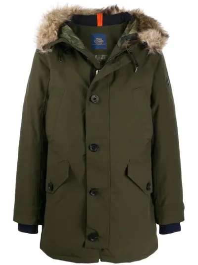 Polo Ralph Lauren Dark Green Faux Fur-trimmed Shell Parka