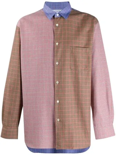 Comme Des Garçons Shirt Colour Block Checked Shirt In Blue