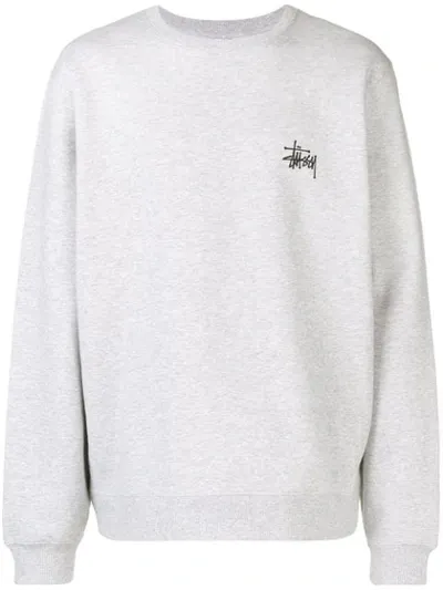 Stussy Rear Logo Long Sleeved Sweater In Grey