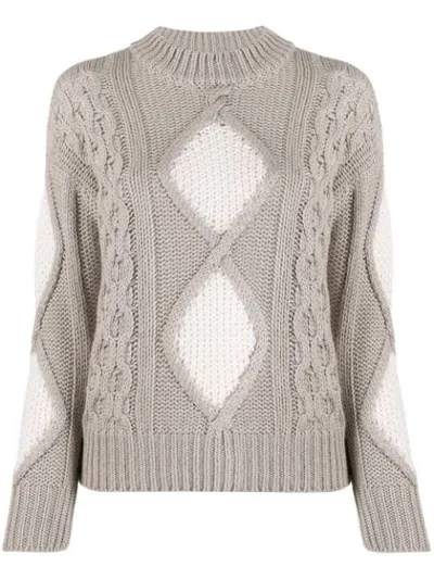 Lorena Antoniazzi Mixed Knit Jumper In Neutrals