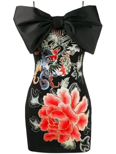 John Richmond Mokofi Floral-print Silk Dress In Black