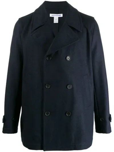 Comme Des Garçons Shirt Double-breasted Fitted Coat In Blue