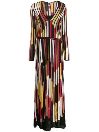 M Missoni Stripe Print Dress In Black