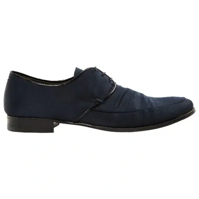 Pre-owned Lanvin Velvet Flats In Blue