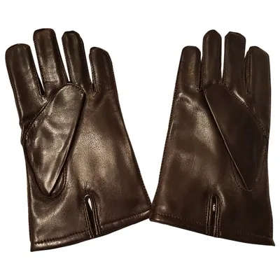 Pre-owned Hugo Boss Leather Gloves In Brown