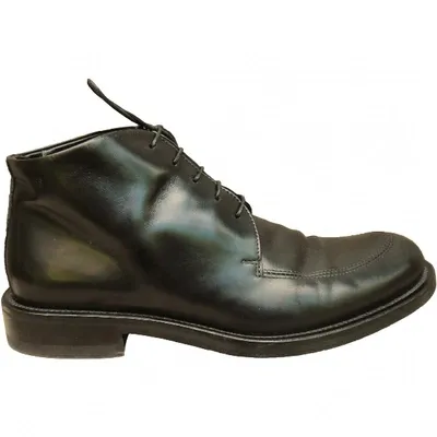 Pre-owned Hugo Boss Leather Lace Ups In Black