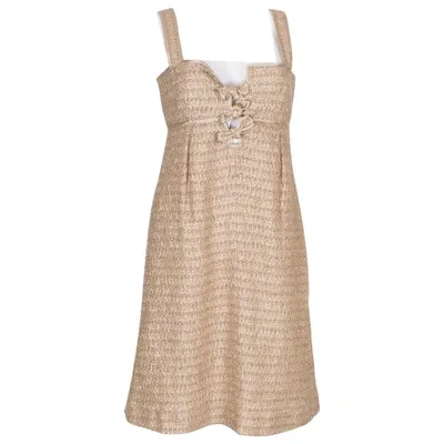 Pre-owned Valentino Silk Mid-length Dress In Gold