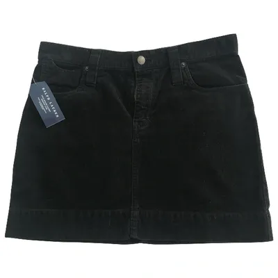 Pre-owned Polo Ralph Lauren Velvet Mini Skirt In Black