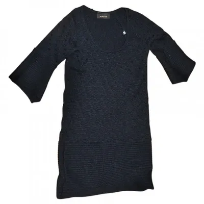 Pre-owned Jo No Fui Wool Mini Dress In Black